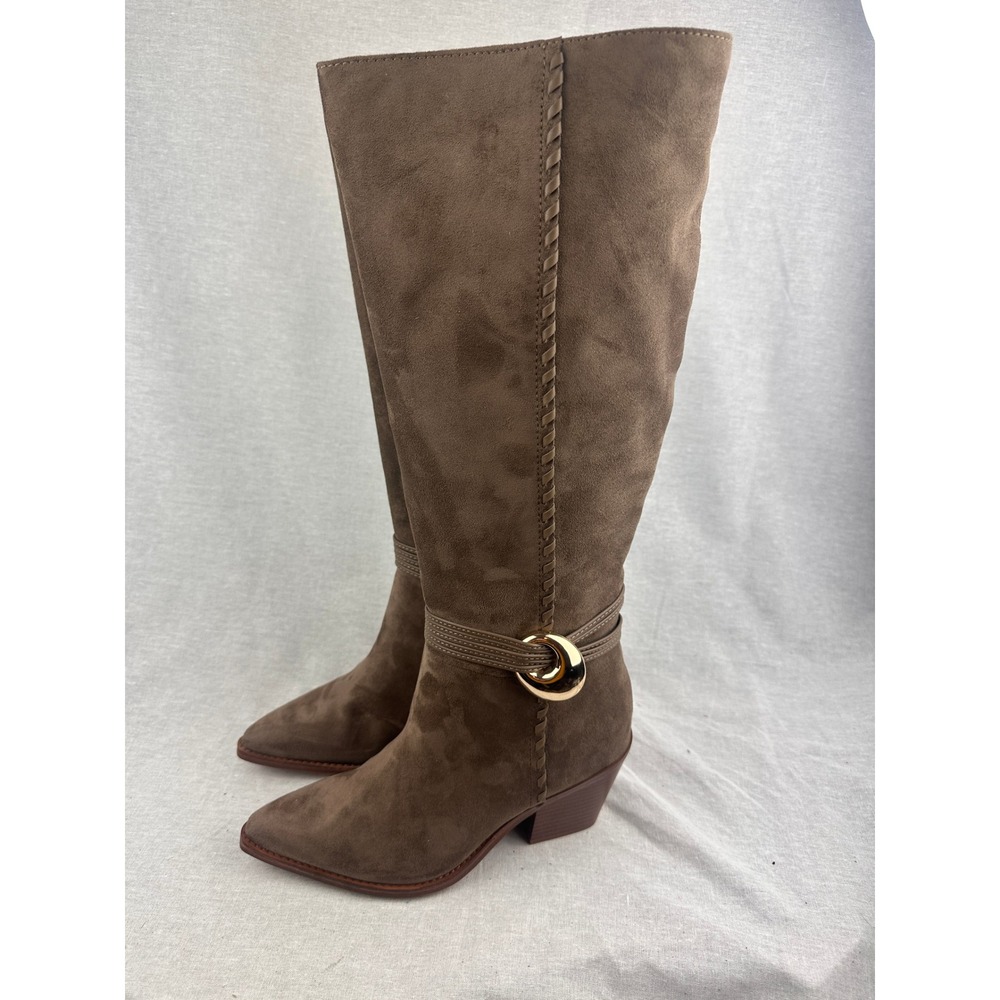 Universal Thread Womens Brayden Tall Western Boots Taupe Brown Faux Suede Size 8